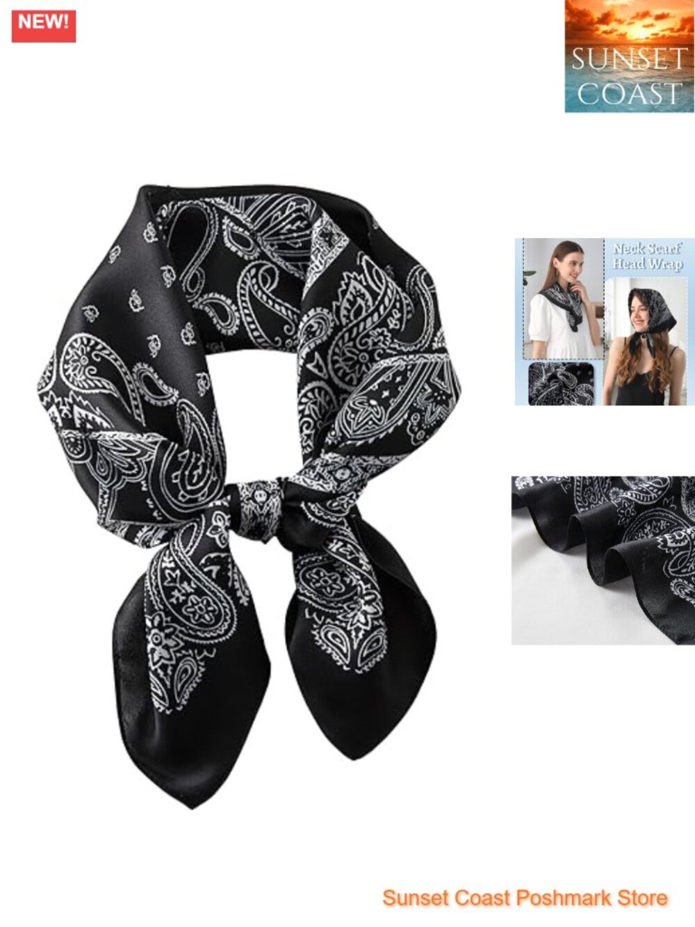 100% Mulberry Silk Square Scarf 27x27 Neck Scarf Hair Scarf Bandana